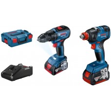 BOSCH zestaw: GDX 18V-200+GSR 18V-50 + 2xGBA 18V 4.0Ah + GAL 18V-40 egy L-BOXX