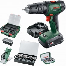 BOSCH UniversalImpact 18V + SystemBox Wiertarko-wkrętarka, 2x 1.5Ah 06039D4107