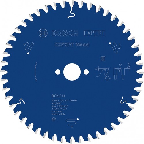 BOSCH Tarcza pilarska Expert for Wood 165 × 2,6/1,6 × 20 mm, T48 2608644024 BOSCH Tarcza pilarska Expert for Wood 165 × 2,6/1,6 × 20 mm, T48 2608644024