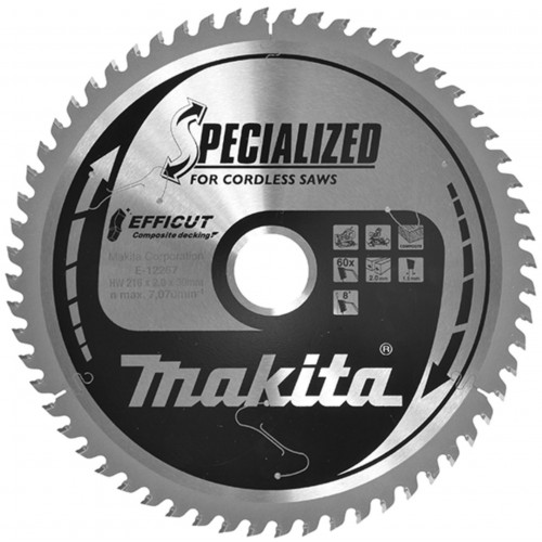 Makita E-12267 piła tarczowa drewno kompozytowe Efficut 216x2x30mm 60Z = stara E-12192