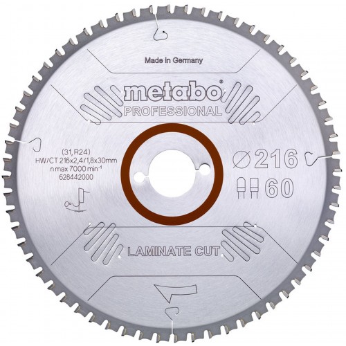 Metabo Piła tarczowa "Laminate cut Professional" 216x30 Z60 FZ/TZ 0° 628442000