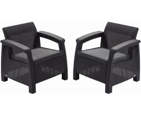 ALLIBERT CORFU DUO Zestaw 2sz foteli ogrodowych, 75 x 70 x 79cm, grafit/szary 17197993