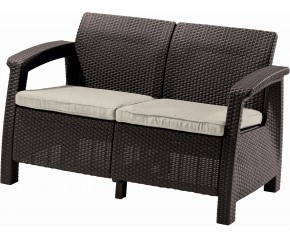 ALLIBERT CORFU LOVE SEAT Sofa 2 osobowa, 128 x 70 x 79cm, brązowy/beżowy 17197359