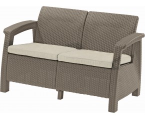 ALLIBERT CORFU LOVE SEAT Sofa 2 osobowa, 128 x 70 x 79cm, cappuccino/beżowy 17197359