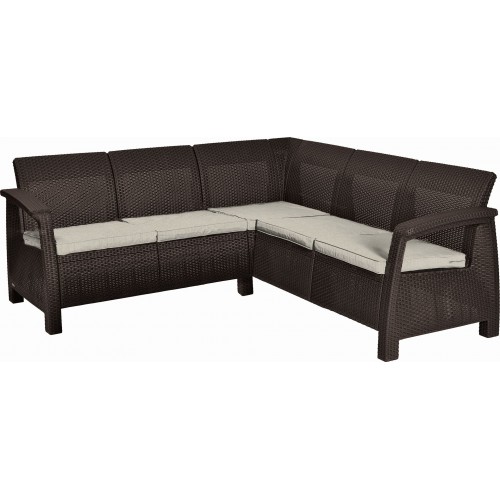 ALLIBERT CORFU RELAX Sofa narożna, 190 x 190 x 79 cm, brązowy/bezowy 17208435