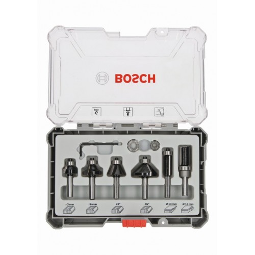 BOSCH Zestaw frezów do wykańczania i wyrównywania, trzpień 6 mm, 6 szt. 2607017468