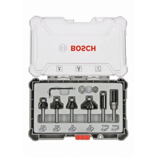 BOSCH Zestaw frezów do wykańczania i wyrównywania, trzpień 8 mm, 6 szt. 2607017469