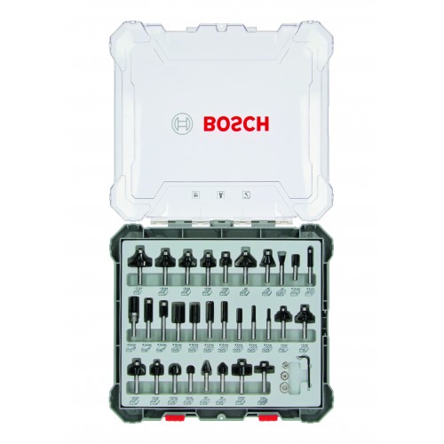 BOSCH Mieszany zestaw frezów, trzpień 6 mm, 30 szt. 2607017474