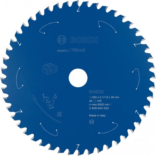 BOSCH Expert for Wood Circular Saw Blade for Cordless Saws 254x2.1/1.6x30 T48 2608644686