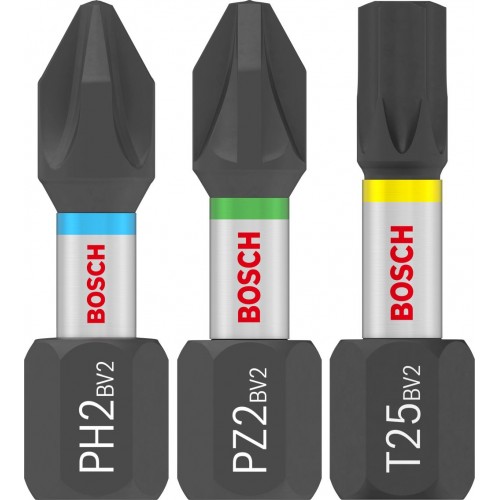 BOSCH Zestaw bitów do wkrętarki PRO Impact, PH2(x5)/PZ2(x5)/T20(x5)/T25(x5)/T30(x5), 25 mm