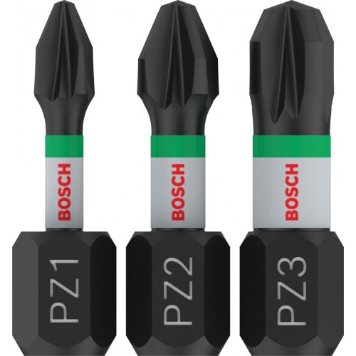 BOSCH Bit PRO PZ Impact, PZ1 × 25, PZ2 × 25, PZ3 × 25 mm, 3 szt. 2608522471