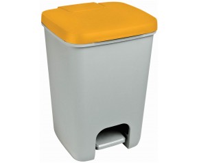 CURVER ESSENTIALS 20L Kosz na śmieci z pedałem, szary/żółty 00759-N04