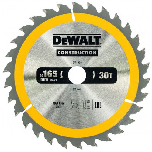 DeWALT DT1935 Tarcza tnąca 165 x 20 mm, 30 zębów