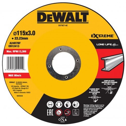 DeWALT DX7927 Tarcza tnąca do metalu 115x22,2 mm, wypukła