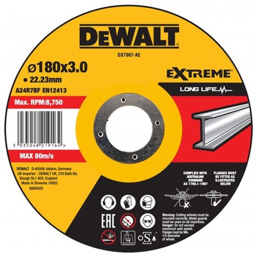 DeWALT DX7967 Tarcza do cięcia metalu 180x22,2 mm, wypukła