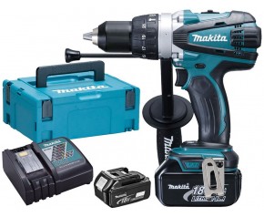 Makita DHP458RTJ Akum. Wiertarko-wkrętarka udarowa Li-ion, LXT, 18V, 2 x 5,0 Ah, Makpac