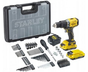 Stanley SFMCD715D2A FatMax V20 Wiertarko-wkrętarka udarowa 18V, akcesoria 100el, walizka