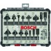 BOSCH Mieszany zestaw frezów, trzpień 6 mm, 15 szt. 2607017471