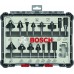 BOSCH Mieszany zestaw frezów z trzpieniem 1/4", 15 szt. 2607017473